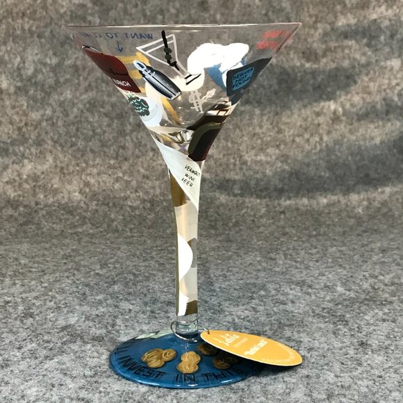 Martini Glass "Love My Martini" Hand Painted 7 OZ Glass Artist Lolita - Picture 4 of 11